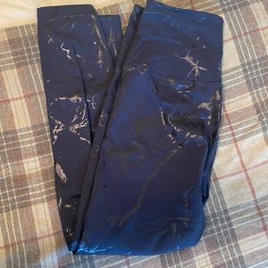 Blue and black leggings